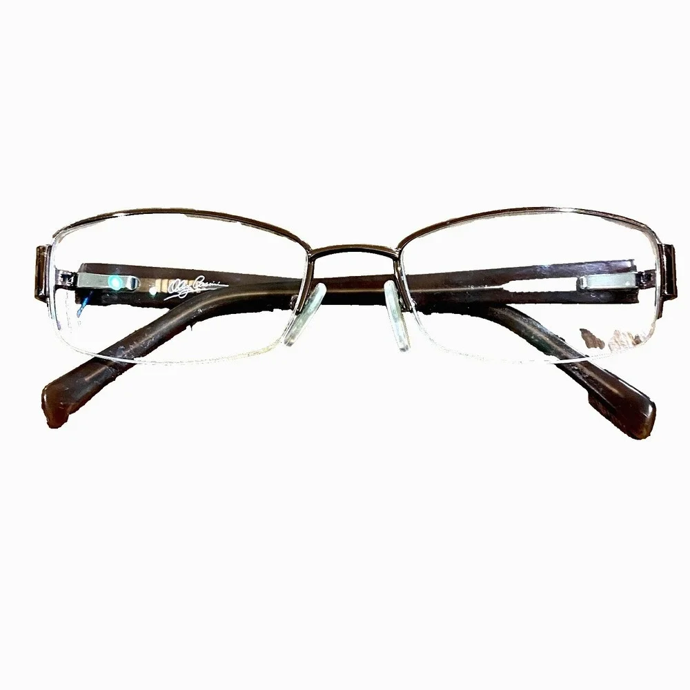 Oleg Cassini Eyeglasses Gold Metal Half Rim